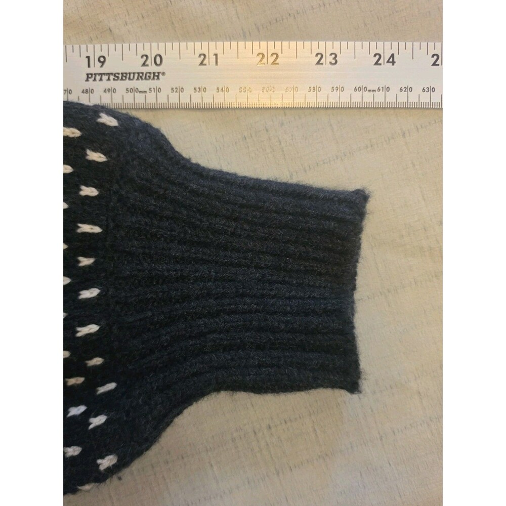 EUC Marine Layer Alma Women's Puff Sleeve Sweater Cotton Soft Black White Medium - Picture 11 of 13